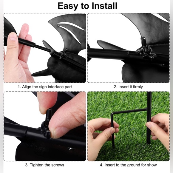 Glow in The Dark Bat Yard Welcome Sign Garden Yard Lawn Outdoor Halloween Decor - Picture 4 of 6